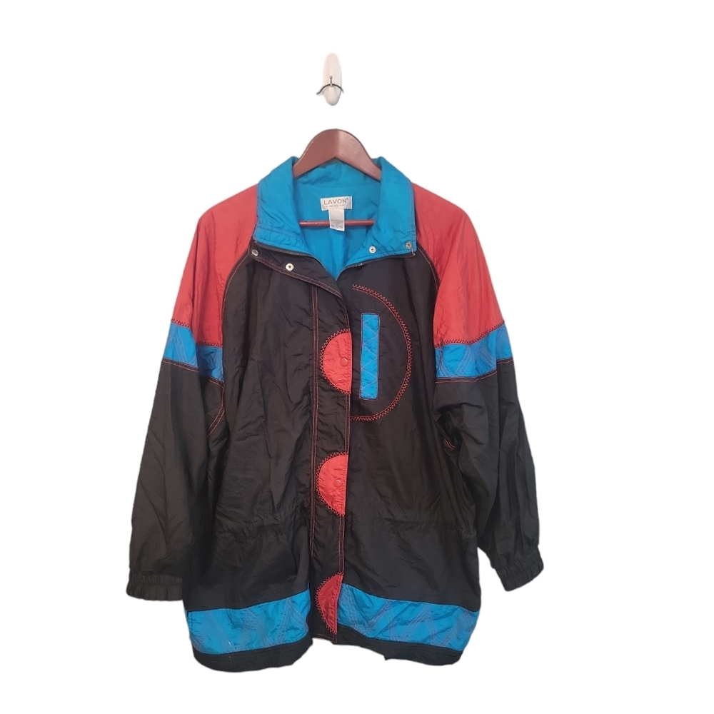 Vintage Lavon By Cheerful Group 80s Retro Groovy Nylon Jacket‎ Size Large - Picture 2 of 14